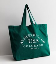 New Look Green Athletic Club Canvas Tote Bag